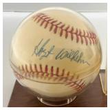 Hoyt Wilhelm Autographed Baseball With 1963 Topps Baseball Card On Stand