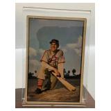 Enos Slaughter Autographed Baseball With 1953 Bowman Baseball Card On Stand