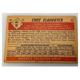 Enos Slaughter Autographed Baseball With 1953 Bowman Baseball Card On Stand