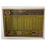 Robin Roberts Autographed Baseball With 1961 Topps Baseball Card On Stand