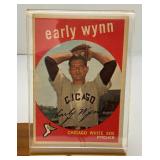 Early Wynn Autographed Baseball With 1959 Topps Baseball Card On Stand