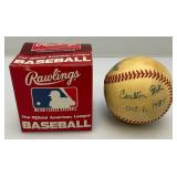 Carlton Fisk Autographed And Dated baseball