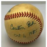 Carlton Fisk Autographed And Dated baseball