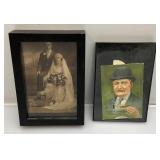Misc. Framed Behind Glass Vintage Collectibles Including Postcards And More