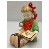 Vintage GOEBEL Hummel Little Fiddler Porcelain Boy 13.5" Doll , M.J.. Hummel Bells And Little Girl Reading Pottery Figurine 6"