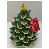 Merry Moments Ceramic Battery Operated Light Up Christmas Tree New With Tag (Missing Two Lights.) 14"