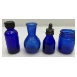 Large Lot Of Vintage Colbalt Blue Glass Bottles And More