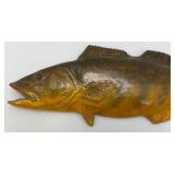 Vintage Wood Hand Carved Walleye Folk Art Wall Hanging 24"