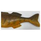 Vintage Wood Hand Carved Walleye Folk Art Wall Hanging 24"