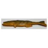 Vintage Wood Hand Carved Walleye Folk Art Wall Hanging 24"