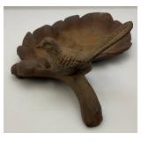 Heavy Vintage Cast Metal Bird And Oak Leaf Outdoor Décor Piece 12"
