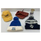 Vintage Collectible Hats Including WHITE CASTLE, Twins Beanie, Linenkugel