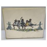 1988 Pencil Signed Virginia Fouche "Joggling Board" Print In Acrylic Frame 11" x 14"