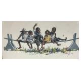 1988 Pencil Signed Virginia Fouche "Joggling Board" Print In Acrylic Frame 11" x 14"