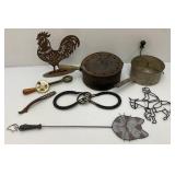 Misc Vintage Collectible Metal Items Including Popcorn Cooker, Horseshoe Puzzle And More