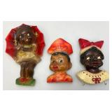 Two Vintage Carnival Chalkware Wall Hangings