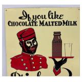 Vintage Embossed Metal 9 1/2" x 13 1/2" SAMBO Chocolate Malted Milk Sign