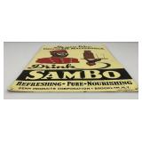 Vintage Embossed Metal 9 1/2" x 13 1/2" SAMBO Chocolate Malted Milk Sign