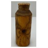 Antique Wooden Gun Powder Bottle 1 1/4" x 4 3/8" With Original Cork