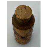 Antique Wooden Gun Powder Bottle 1 1/4" x 4 3/8" With Original Cork