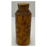 Antique Wooden Gun Powder Bottle 1 1/4" x 4 3/8" With Original Cork