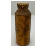 Antique Wooden Gun Powder Bottle 1 1/4" x 4 3/8" With Original Cork