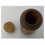 Antique Wooden Gun Powder Bottle 1 1/4" x 4 3/8" With Original Cork