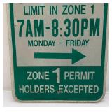 Vintage Two Hour Parking Reflective Aluminum Sign 12" x 18"