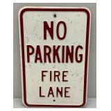 Heavy Metal Embossed No Parking Fire Lane Sign 12" x 18"
