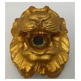 Antique Heavy Metal 11 Lbs 11oz. Golden Lion Head Architectural Building Décor From Demolished Building In Minneapolis Minnesota 6" x 6" x 7"