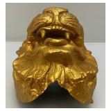 Antique Heavy Metal 11 Lbs 11oz. Golden Lion Head Architectural Building Décor From Demolished Building In Minneapolis Minnesota 6" x 6" x 7"