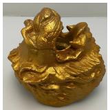 Antique Heavy Metal 11 Lbs 11oz. Golden Lion Head Architectural Building Décor From Demolished Building In Minneapolis Minnesota 6" x 6" x 7"