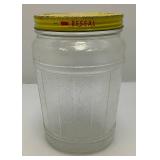Vintage Glass Barrel Herring Jar/Jumbo Storage Jar With Original Lid
