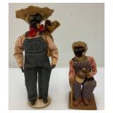 Vintage Dried Apple Head Folk Art Figures 7" And 10"