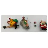 Vintage House Shaped Wall Shelf With Collectible Christmas Santa Ornaments