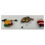 Vintage House Shaped Wall Shelf With Collectible Christmas Santa Ornaments