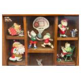 Vintage House Shaped Wall Shelf With Collectible Christmas Santa Ornaments
