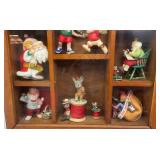 Vintage House Shaped Wall Shelf With Collectible Christmas Santa Ornaments