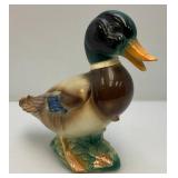 Vintage ROYAL Windsor Ceramic Mallard Duck With Foil Label9 1/2" H x 10 1/2" L x 4 1/2" W (Crazing Present In Clear Coat) Tip Of Beak Repaired