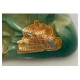 Vintage ROYAL Windsor Ceramic Mallard Duck With Foil Label9 1/2" H x 10 1/2" L x 4 1/2" W (Crazing Present In Clear Coat) Tip Of Beak Repaired