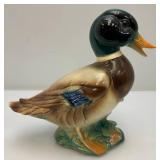 Vintage ROYAL Windsor Ceramic Mallard Duck With Foil Label9 1/2" H x 10 1/2" L x 4 1/2" W (Crazing Present In Clear Coat) Tip Of Beak Repaired