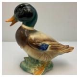 Vintage ROYAL Windsor Ceramic Mallard Duck With Foil Label9 1/2" H x 10 1/2" L x 4 1/2" W (Crazing Present In Clear Coat) Tip Of Beak Repaired