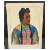 Misc. Vintage Framed Behind Glass Native American Prints Including "On The Move" 10" x 18.5" And Morning Bird 11" x 14"