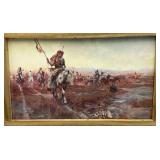 Misc. Vintage Framed Behind Glass Native American Prints Including "On The Move" 10" x 18.5" And Morning Bird 11" x 14"