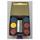 Vintage Collectible Joe Camel Poker Chip And Playing Card Set In Original Tin