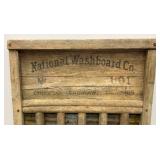 Vintage Wooden Egg Crate And Wash Boards With Advertisement