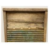 Vintage Wooden Egg Crate And Wash Boards With Advertisement