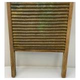 Vintage Wooden Egg Crate And Wash Boards With Advertisement