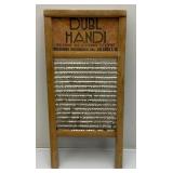 Vintage Wooden Egg Crate And Wash Boards With Advertisement