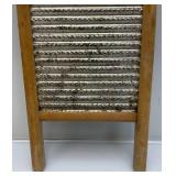 Vintage Wooden Egg Crate And Wash Boards With Advertisement